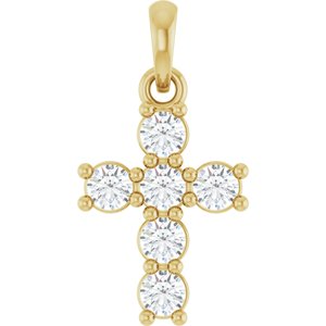 14K Yellow 1/3 CTW Lab-Grown Diamond Cross Pendant