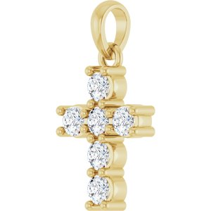 14K Yellow 1/3 CTW Lab-Grown Diamond Cross Pendant