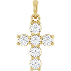 14K Yellow 1/2 CTW Lab-Grown Diamond Cross Pendant
