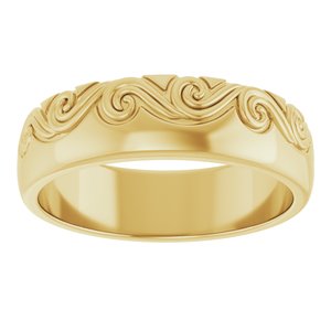 14K Yellow 6 mm Sculptural Comfort-Fit Band Size 10