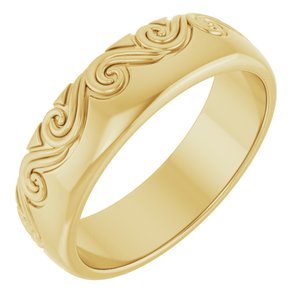 14K Yellow 6 mm Sculptural Comfort-Fit Band Size 10