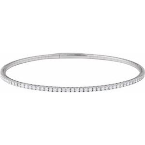 14K White 2 CTW Lab-Grown Diamond Flexible Bangle 7" Bracelet