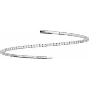 14K White 2 CTW Lab-Grown Diamond Flexible Bangle 7" Bracelet
