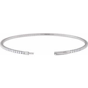 14K White 2 CTW Lab-Grown Diamond Flexible Bangle 7" Bracelet