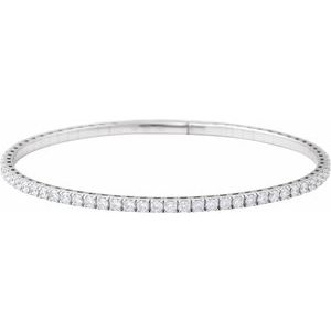 14K White 3 CTW Lab-Grown Diamond Flexible Bangle 7" Bracelet