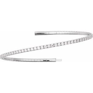 14K White 3 CTW Lab-Grown Diamond Flexible Bangle 7" Bracelet