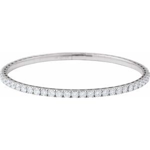 14K White 5 CTW Lab-Grown Diamond Flexible Bangle 7" Bracelet
