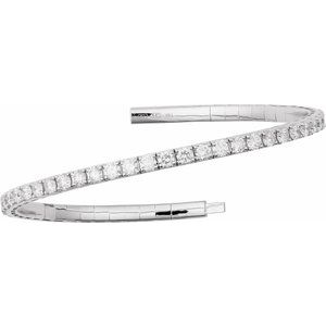 14K White 5 CTW Lab-Grown Diamond Flexible Bangle 7" Bracelet