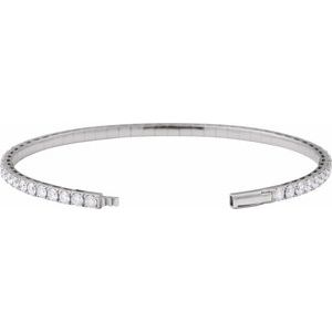 14K White 5 CTW Lab-Grown Diamond Flexible Bangle 7" Bracelet
