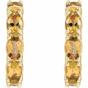 14K Yellow Natural Citrine 18.2 mm Hoop Earrings