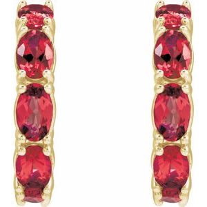 14K Yellow Lab-Grown Ruby 18.2 mm Hoop Earrings