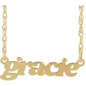 14K Yellow Retro Nameplate 16-18" Necklace