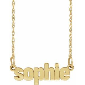 14K Yellow Block Nameplate 16-18" Necklace