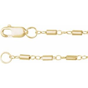 14K Yellow 1.7 mm Satellite Bar Cable 7" Chain