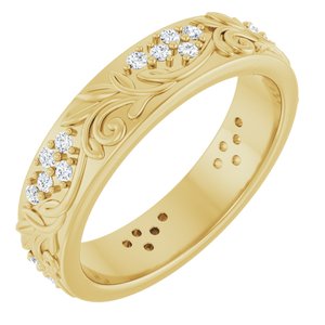 14K Yellow 3/8 CTW Natural Diamond Floral Band