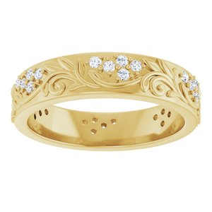 14K Yellow 3/8 CTW Natural Diamond Floral Band