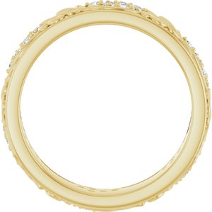 14K Yellow 3/8 CTW Natural Diamond Floral Band