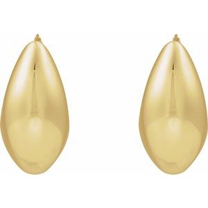 14K Yellow Electroform Tapered 25.1 mm Hoop Earrings