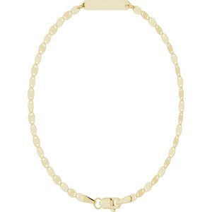 14K Yellow Engravable Bar & Mirror Chain 7 1/2" Bracelet