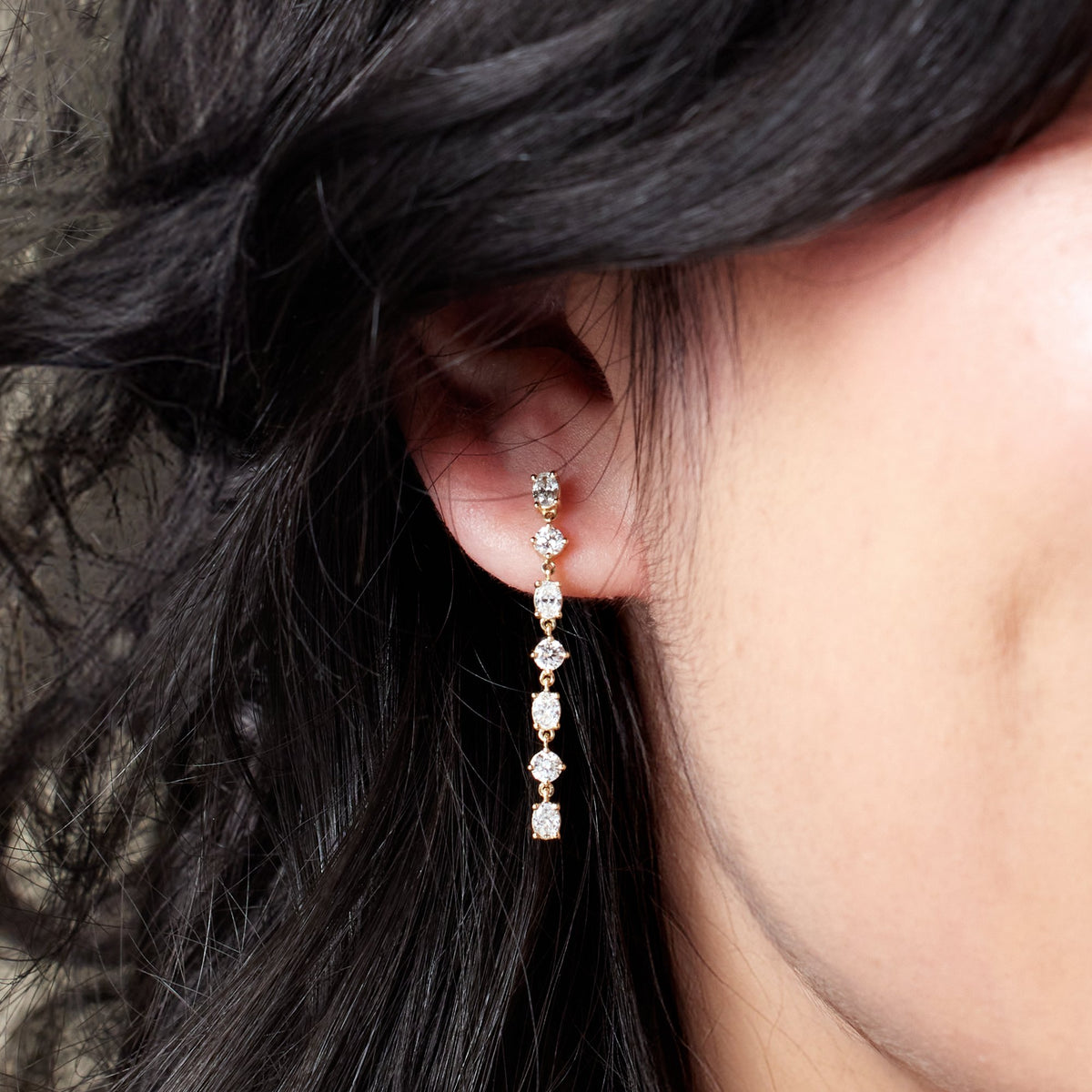 Cascada Diamond Drop Earrings — Yellow Gold
