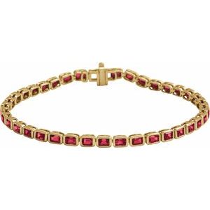 14K Yellow Lab-Grown Ruby Line 7" Bracelet