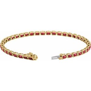 14K Yellow Lab-Grown Ruby Line 7" Bracelet