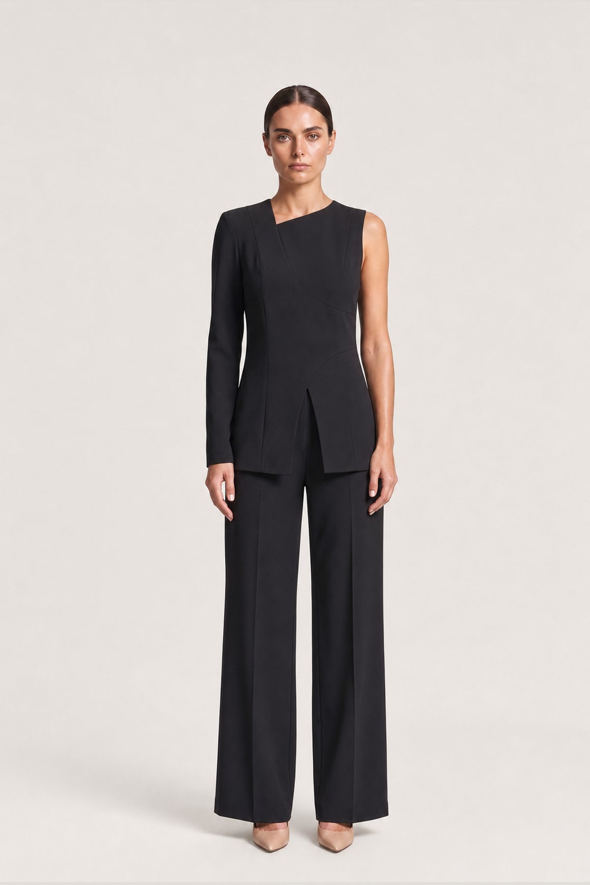 Cutout Blazer And Trouser Set In Black