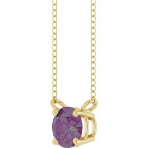 14K Yellow Lab-Grown Alexandrite Solitaire 18" Necklace
