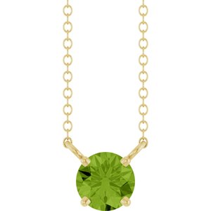 14K Yellow Natural Peridot Solitaire 18" Necklace