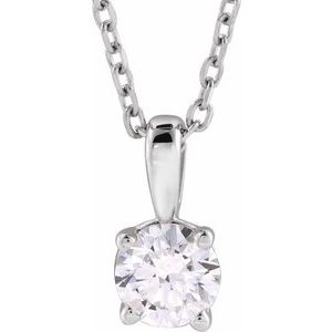 14K White 1 CT Lab-Grown Diamond 18" Necklace