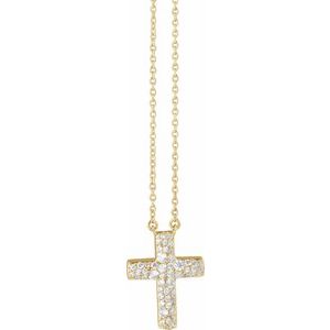 14K Yellow 3/8 CTW Lab-Grown Diamond Cross 18" Necklace