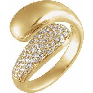 14K Yellow 1/2 CTW Lab-Grown Diamond Bypass Ring