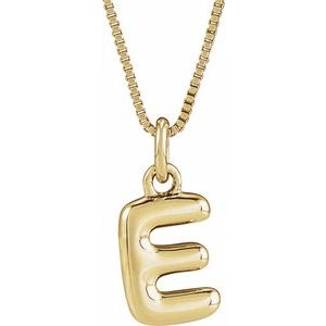 14K Yellow Bubble Initial E 18" Necklace