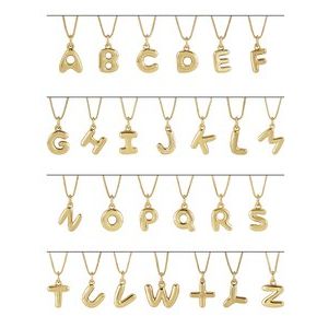 14K Yellow Bubble Initial E 18" Necklace