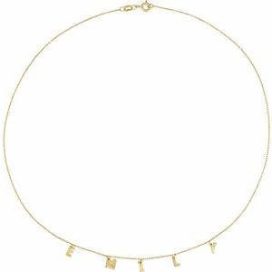 14K Yellow 4-6 Letters Personalized 18" Initial Necklace