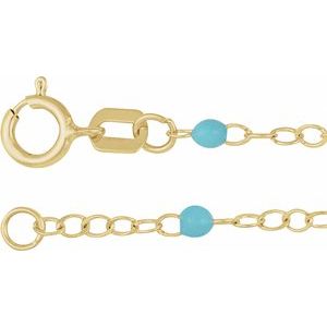 14K Yellow Engravable Enamel Bead Station 6-7" Bracelet