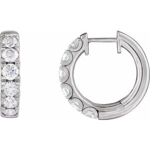 14K White 1 7/8 CTW Lab-Grown Diamond Hinged 19.45 mm Hoop Earrings