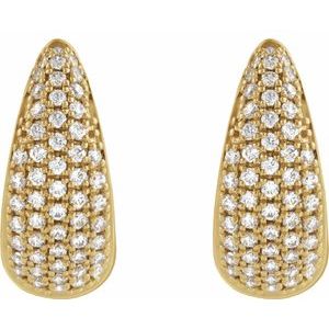 14K Yellow 1/2 CTW Natural Diamond Hinged 14.75 mm Hoop Earrings