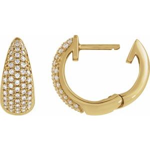 14K Yellow 1/2 CTW Natural Diamond Hinged 14.75 mm Hoop Earrings