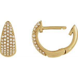 14K Yellow 1/3 CTW Natural Diamond Hinged 11 mm Hoop Earrings