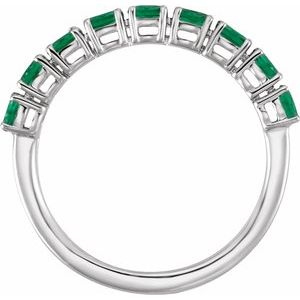 14K White Lab-Grown Emerald & 9/10 CTW Lab-Grown Diamond Ring