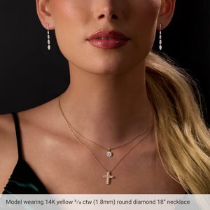 14K Yellow 3/8 CTW Lab-Grown Diamond Cross 18" Necklace