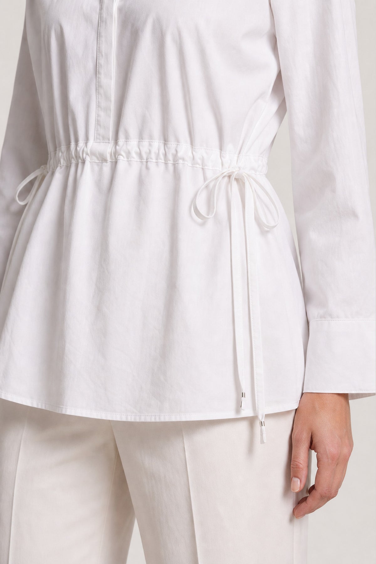 Drawstring Waist Shirt In White