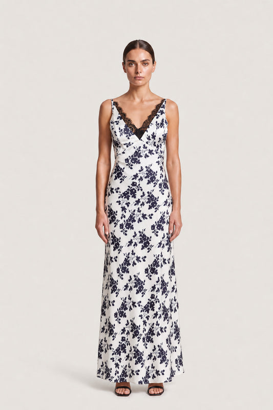 Floral Print Slip Maxi Dress In Ivory