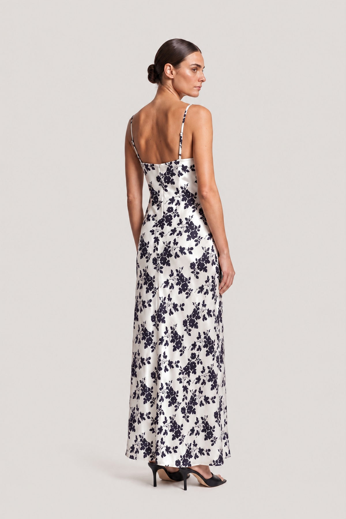 Floral Print Slip Maxi Dress In Ivory