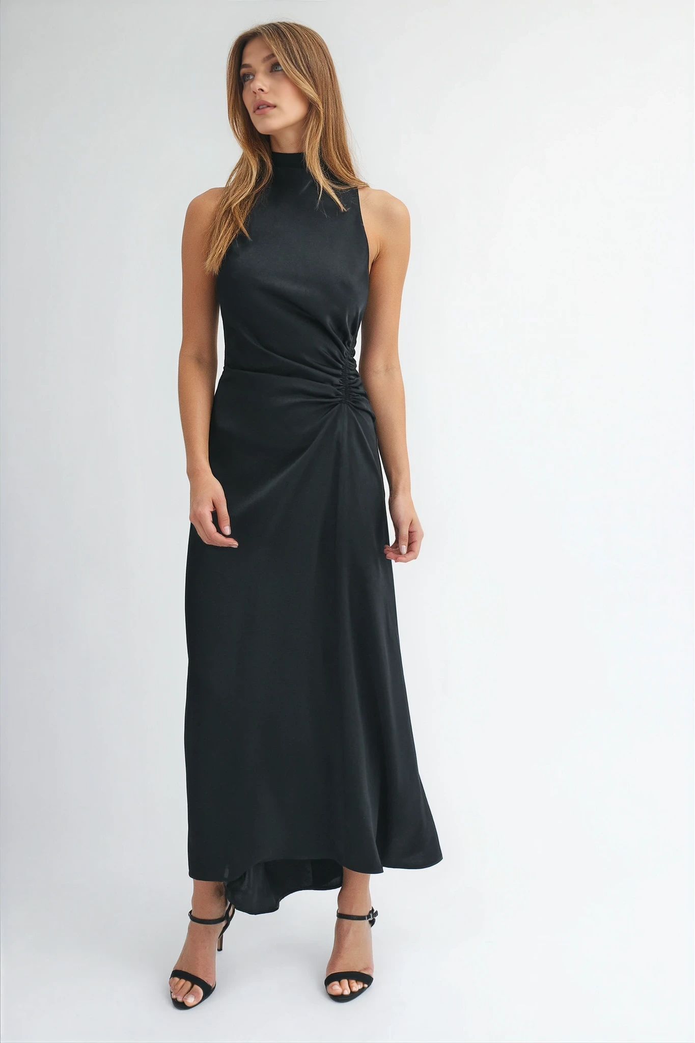 Sleeveless Draped Maxi Dress
