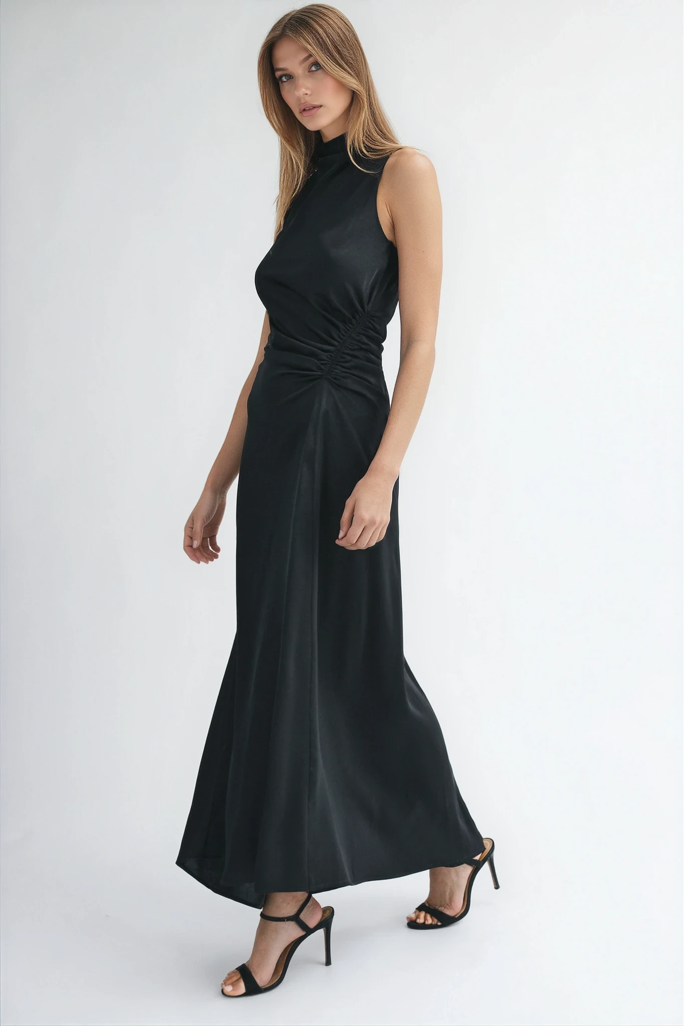 Sleeveless Draped Maxi Dress