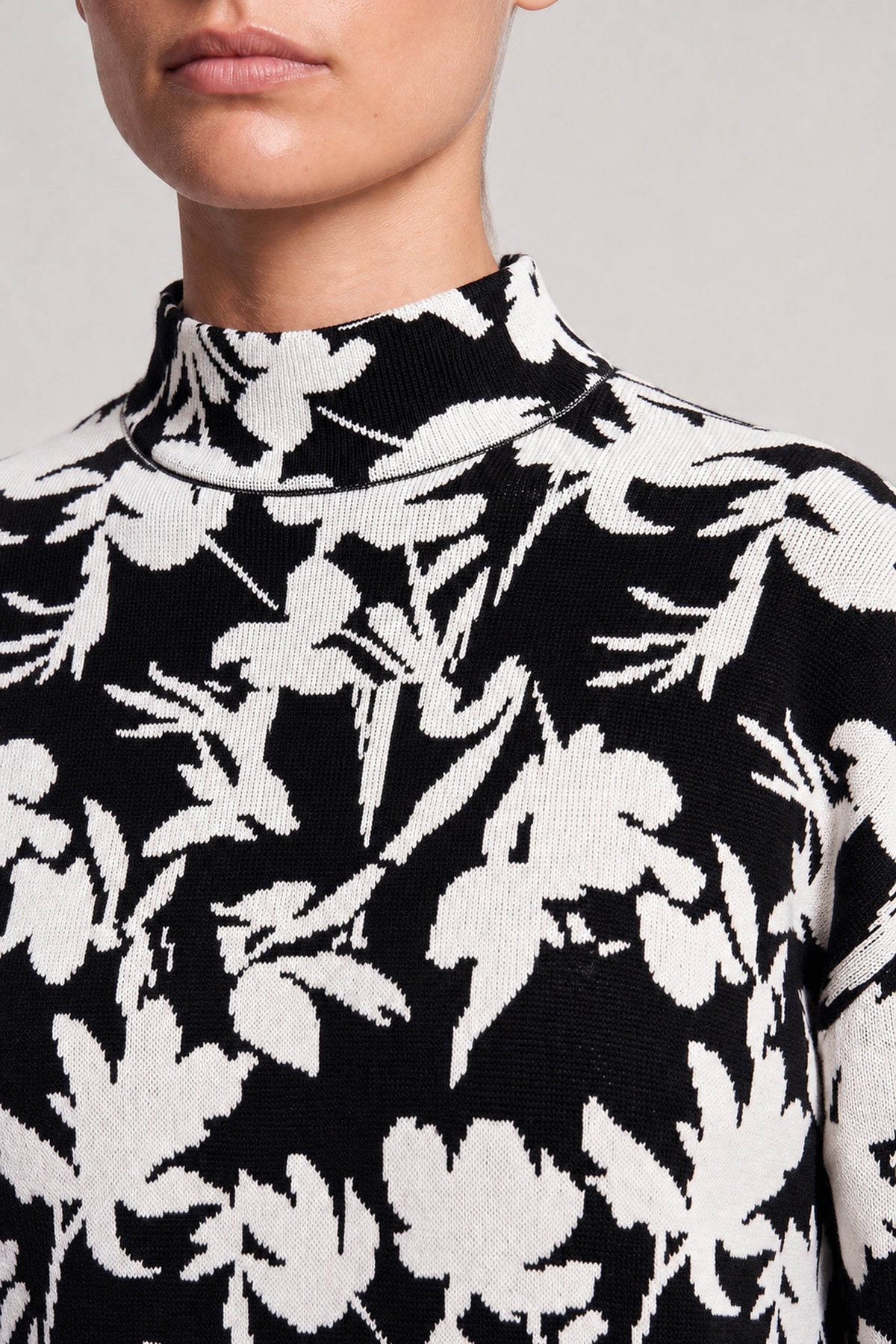 Floral Print Mini Dress In Monochrome