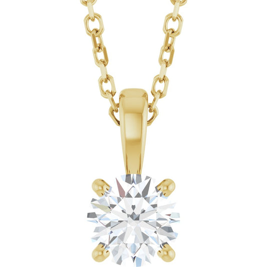 Diamonds and 14k Yellow Gold Solitaire Necklace