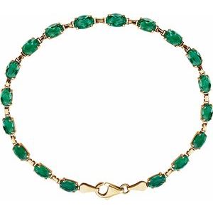 14K Yellow Lab-Grown Emerald 7.25" Bracelet